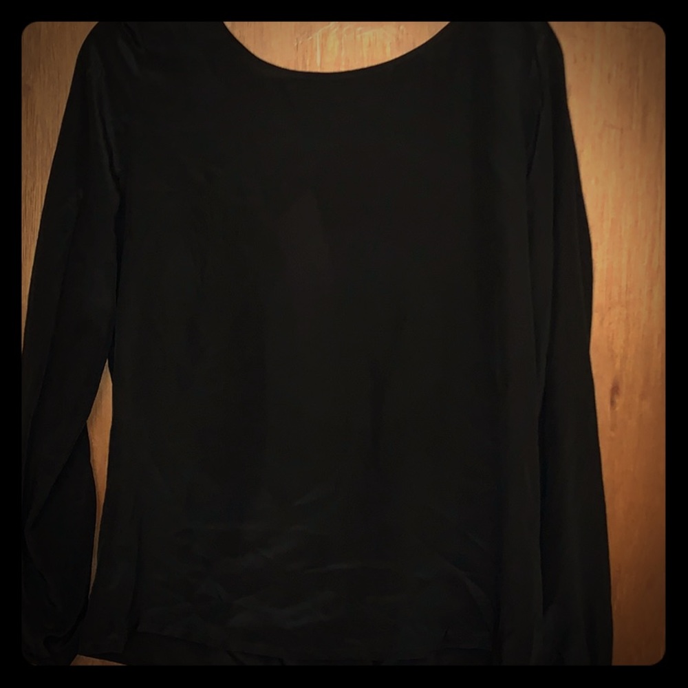 Open back long sleeve black blouse!